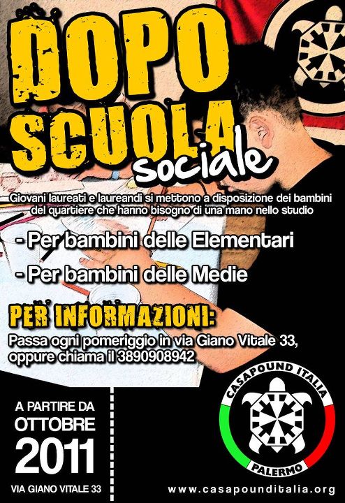DESTRA DI POPOLO – Iniziato a ottobre il doposcuola sociale di CasaPound Italia per i bambini del quartiere Noce