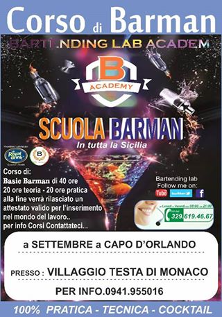 Scuola di Barman a Capo d’Orlando – Aperte le iscrizioni.. non perdere questa occasione il tuo futuro ti aspetta