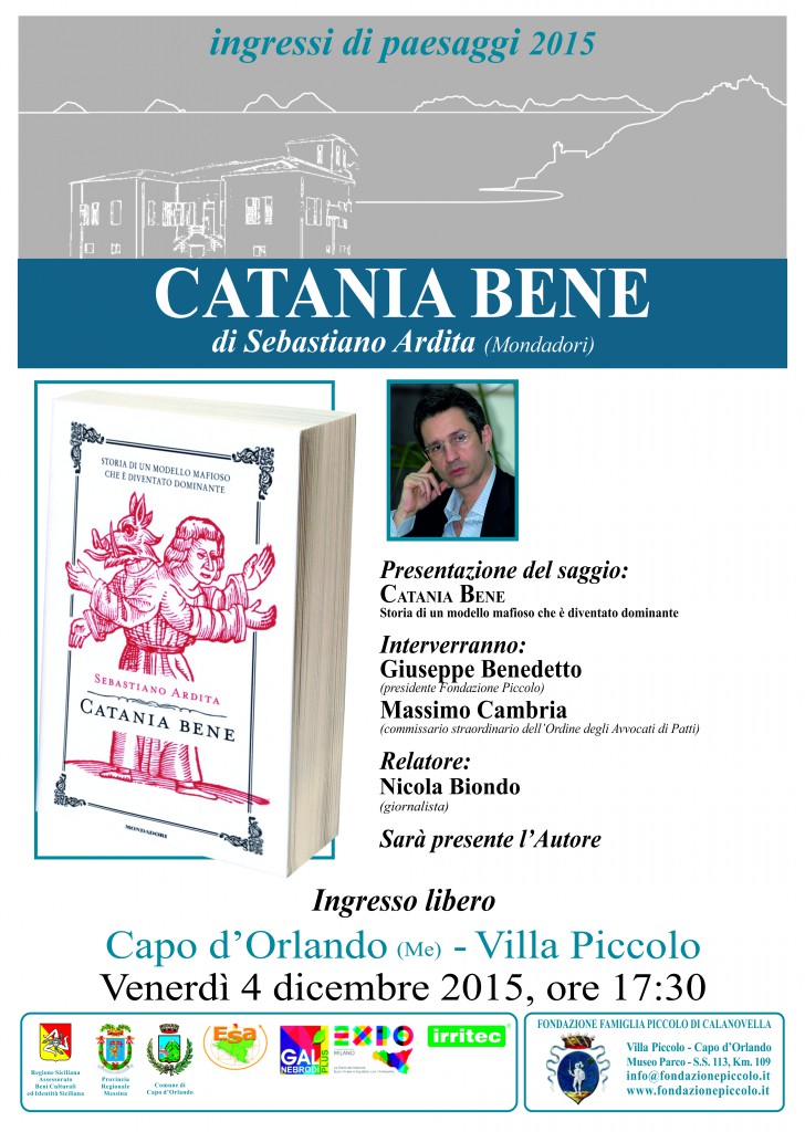 CAPO D’ORLANDO – Villa Piccolo, venerdì 4 dicembre  presentazione del saggio “Catania Bene” di Sebastiano Ardita