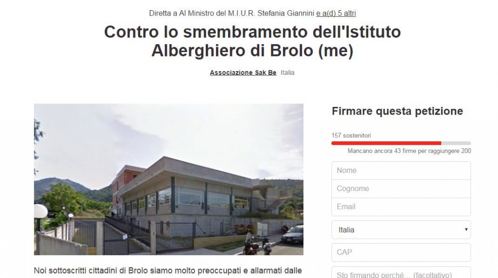 Alberghiero di Brolo – Ora la petizione è su internet