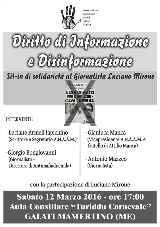 Luciano Mirone – Giornalisti a Galati Mamertino in un si-tin di solidarietà