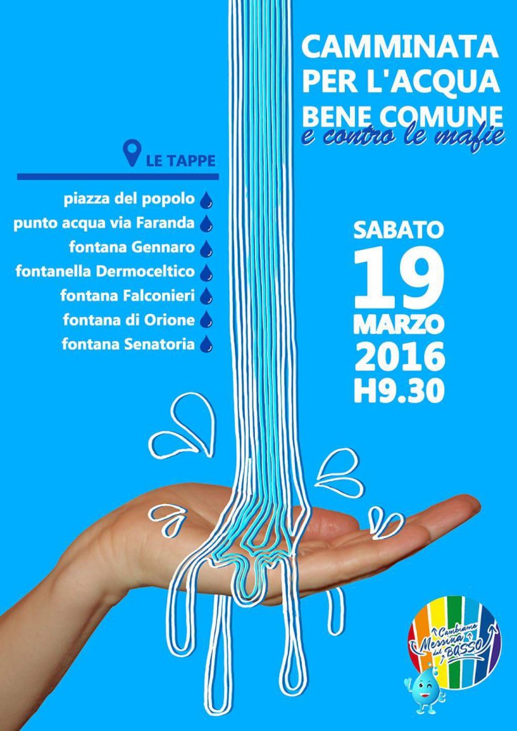 CAMBIAMO MESSINA DAL BASSO – Domani  “camminata per l’acqua bene comune e contro le mafie”