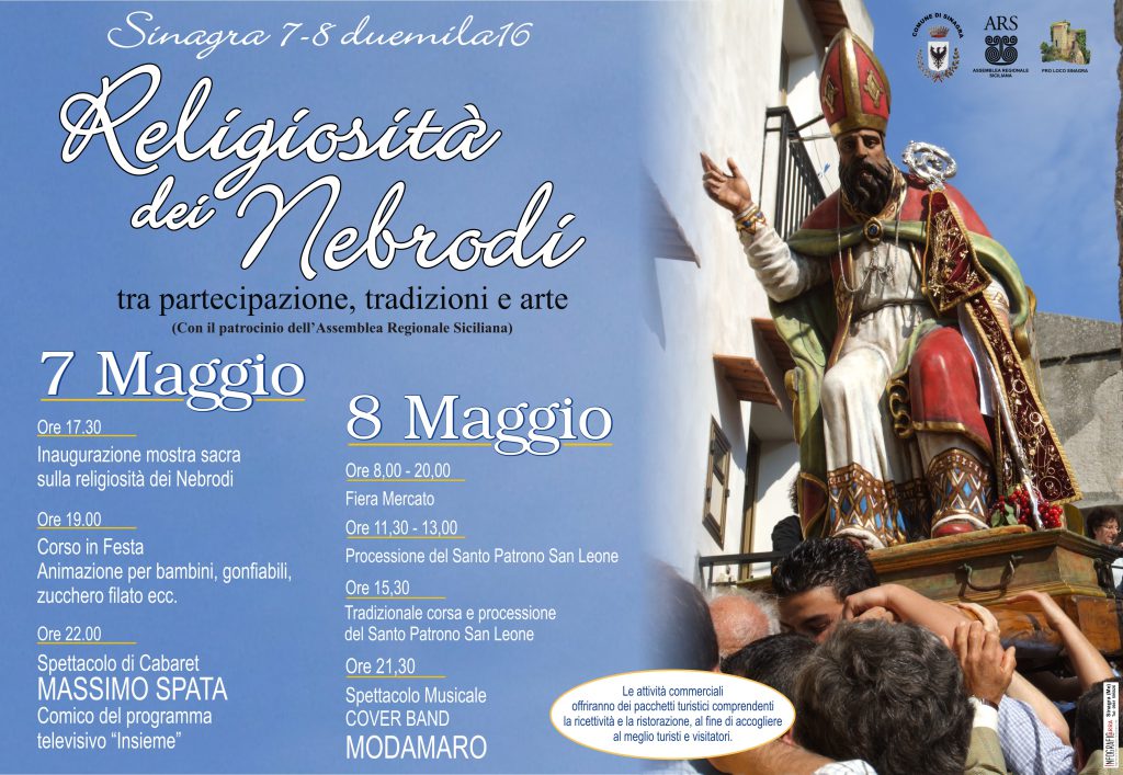 SINAGRA – 7 e 8 maggio Festa del Santo Patrono San Leone