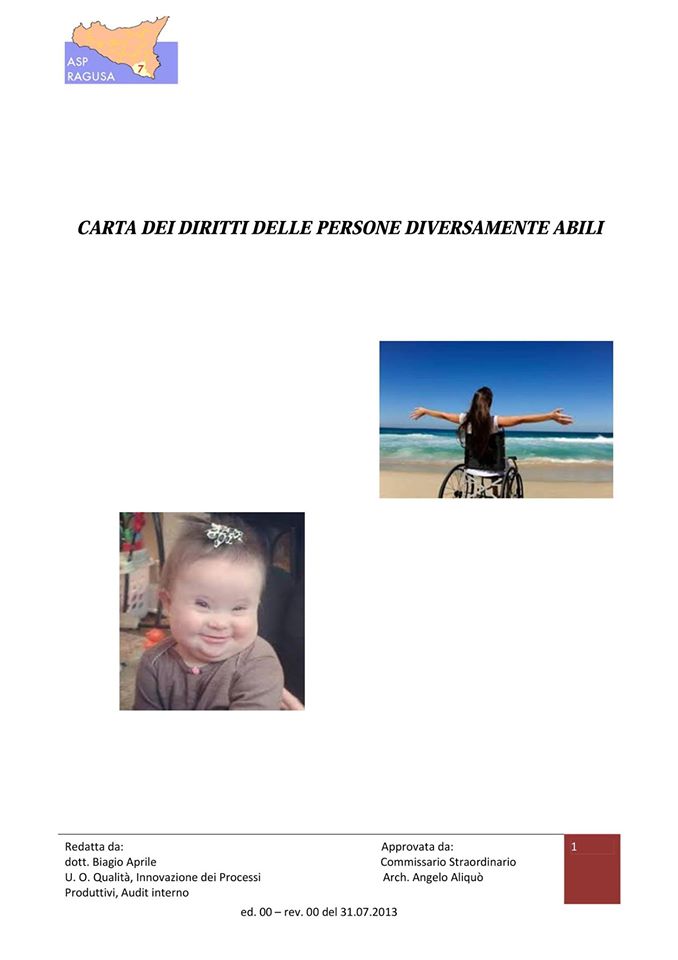 ANFFAS MODICA – Carta dei diritti delle persone con disabilità Asp Ragusa…che fine ha fatto???