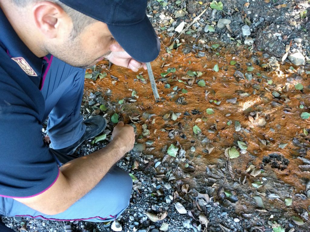 ANOMALIE CROMATICHE – M5S Villarosa: Strano fiumiciattolo arancione dentro il torrente Mazzarrà