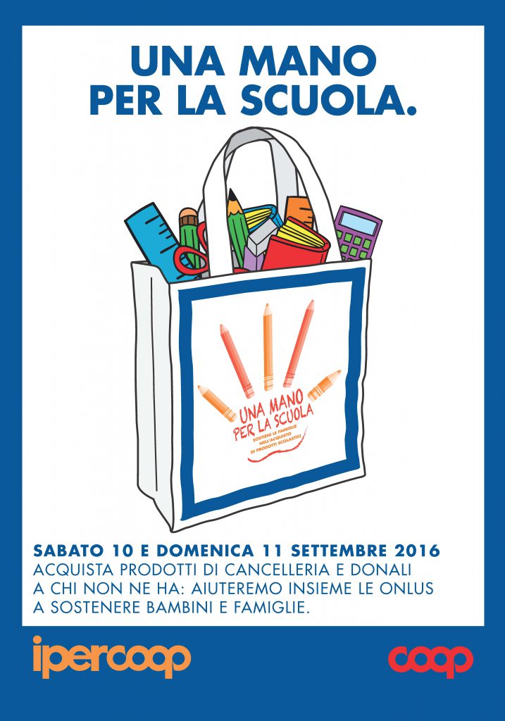 SOLIDARIETA’ – Il 10 e l’11 settembre nei negozi di Coop Sicilia si può dare “Una mano per la scuola”