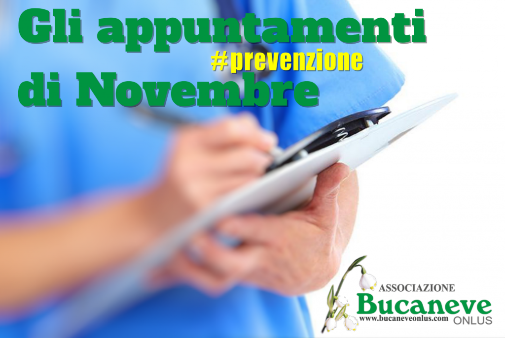 BUCANEVE ONLUS – Prevenzione oncologica, gli appuntamenti di novembre