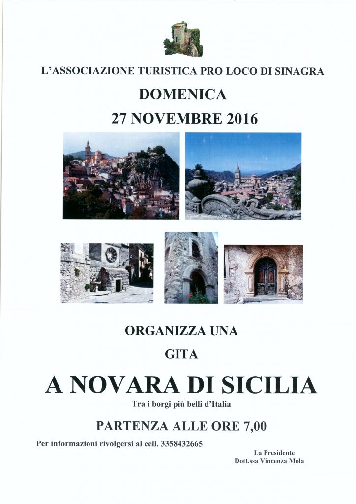 SINAGRA – Pro Loco in gita a Novara di Sicilia