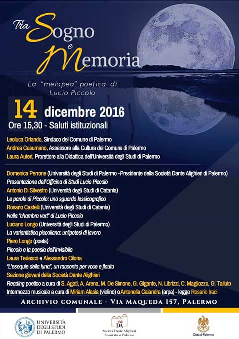 PALERMO – Tra Sogno e Memoria, la  “Melopea” poetica di Lucio Piccolo