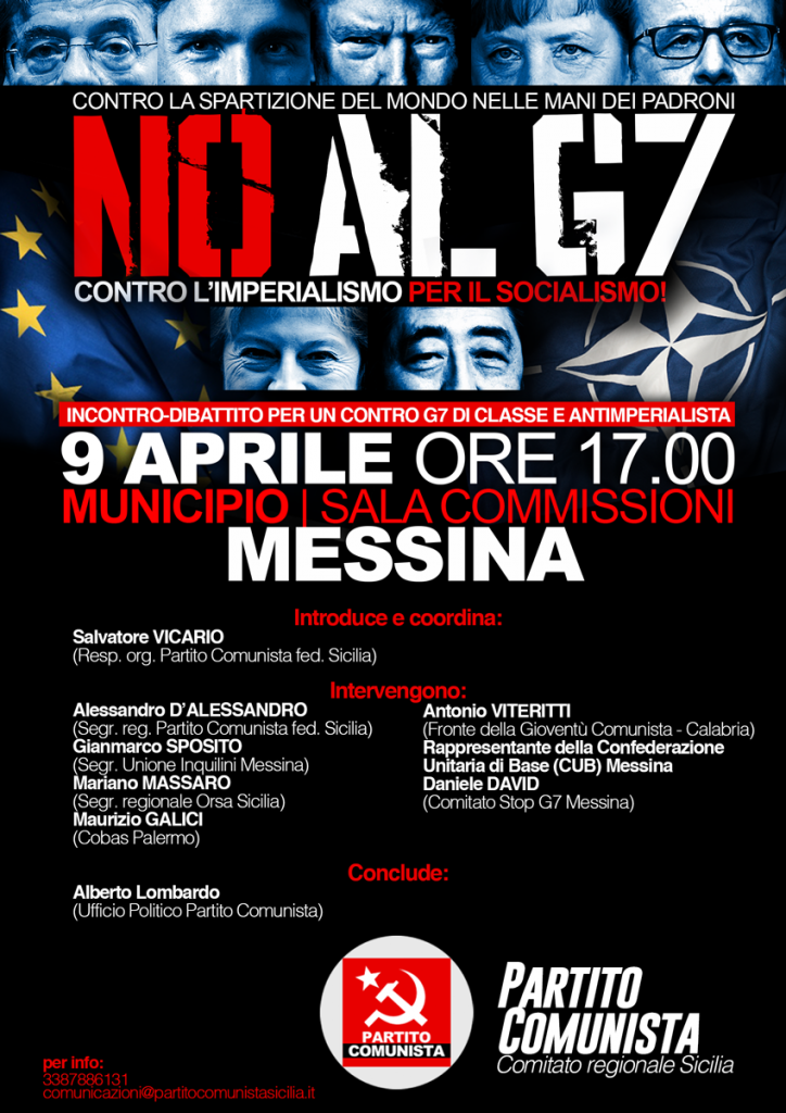 PC – Messina, il Partito Comunista prepara la mobilitazione per il Contro G7