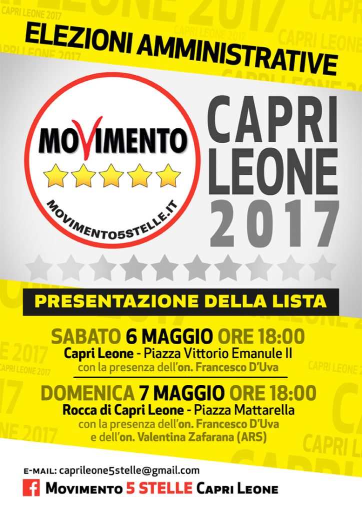 CAPRI LEONE – 5Stelle, due appuntamenti per presentare la lista