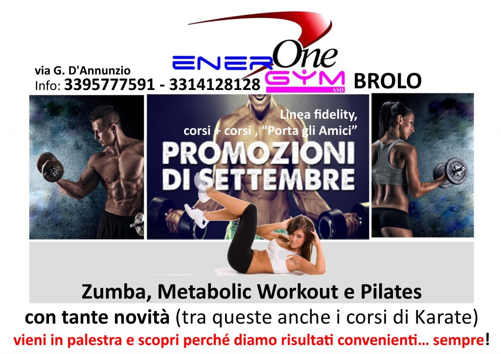 FAR FITNESS A BROLO – Da domani si avviano i corsi alla EnergymOne… con le promozioni di settembre