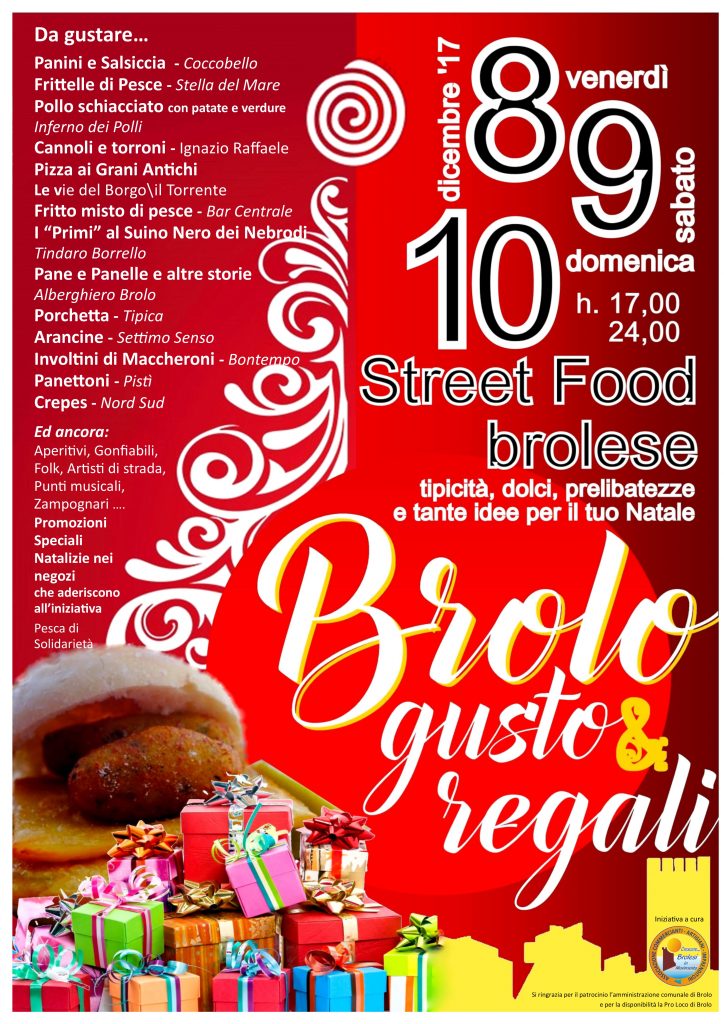 SARA’ STREET FOOD SICILIANO – Nel weekend dell’Immacolata a Brolo