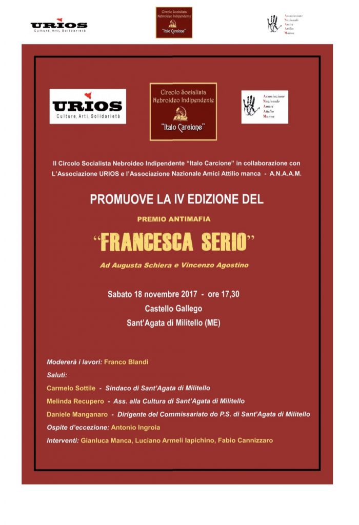 SANT’AGATA MILITELLO – Premio antimafia “Francesca Serio” IV edizione