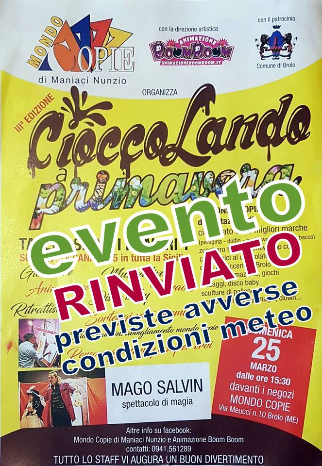 CICCOLANDO … A BROLO –  Previsto maltempo e la manifestazione si sposta a giovedì 29 marzo