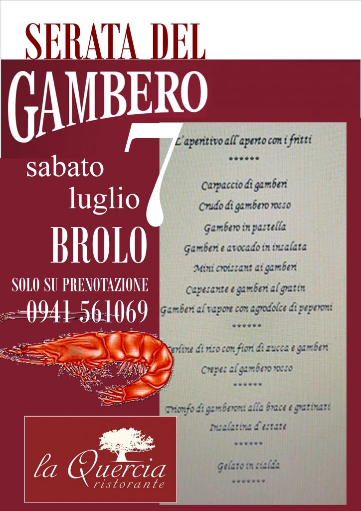 SERATA DEL GAMBERO – Alla Quercia di Brolo si appronta il dettaglio del menù