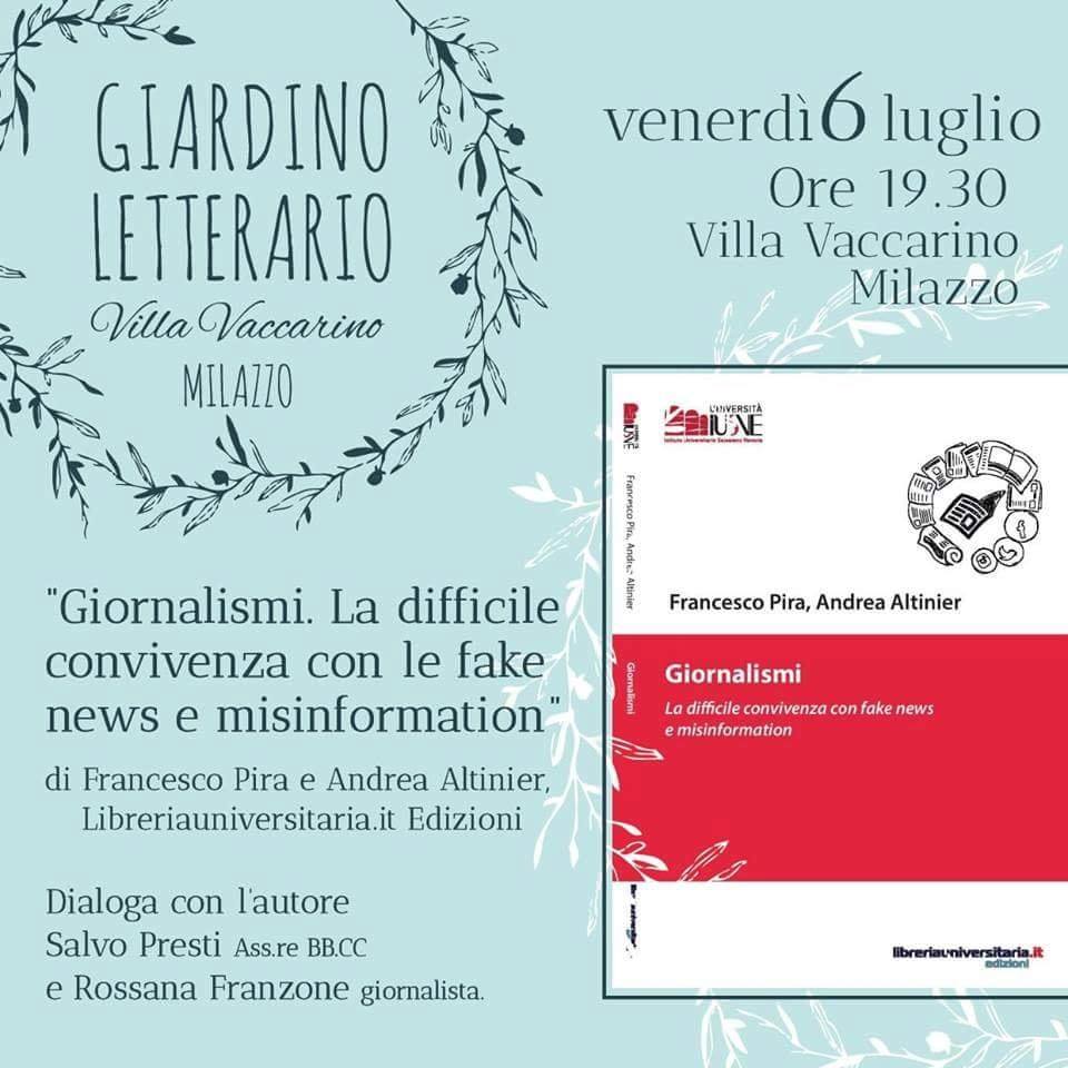 FAKE NEWS – Ne parleranno domani a Milazzo Salvo Presti e la giornalista Rossana Franzone con Francesco Pira