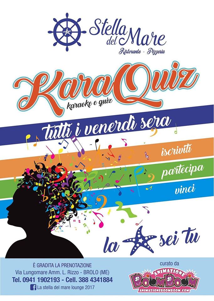 IDEE PER QUESTO VENERDI’ SERA – Pizza e Karaquiz alla Stella del Mare di Brolo