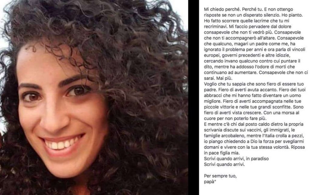 SCIACALLI – La ripugnante falsa lettera del “padre di Marta”. Domani a sant’Agata i funerali della ragazza