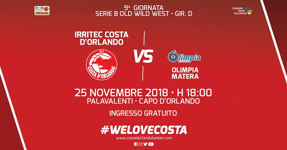 IRRITEC COSTA D’ORLANDO – Olimpia Matera è la prossima avversaria Costa