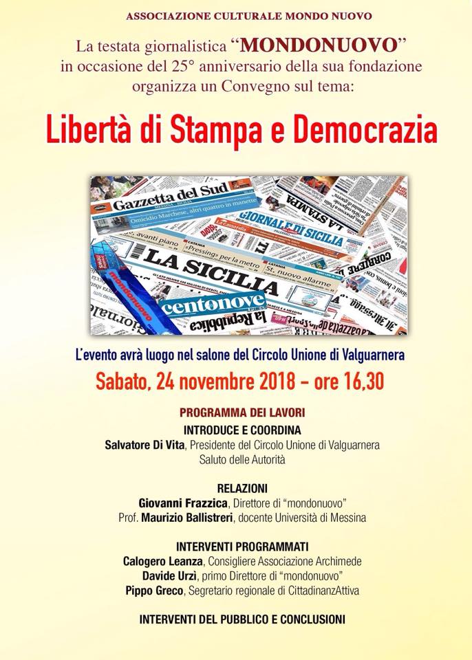 MONDONUOVO – Un convegno per festeggiare i 25 anni della testata