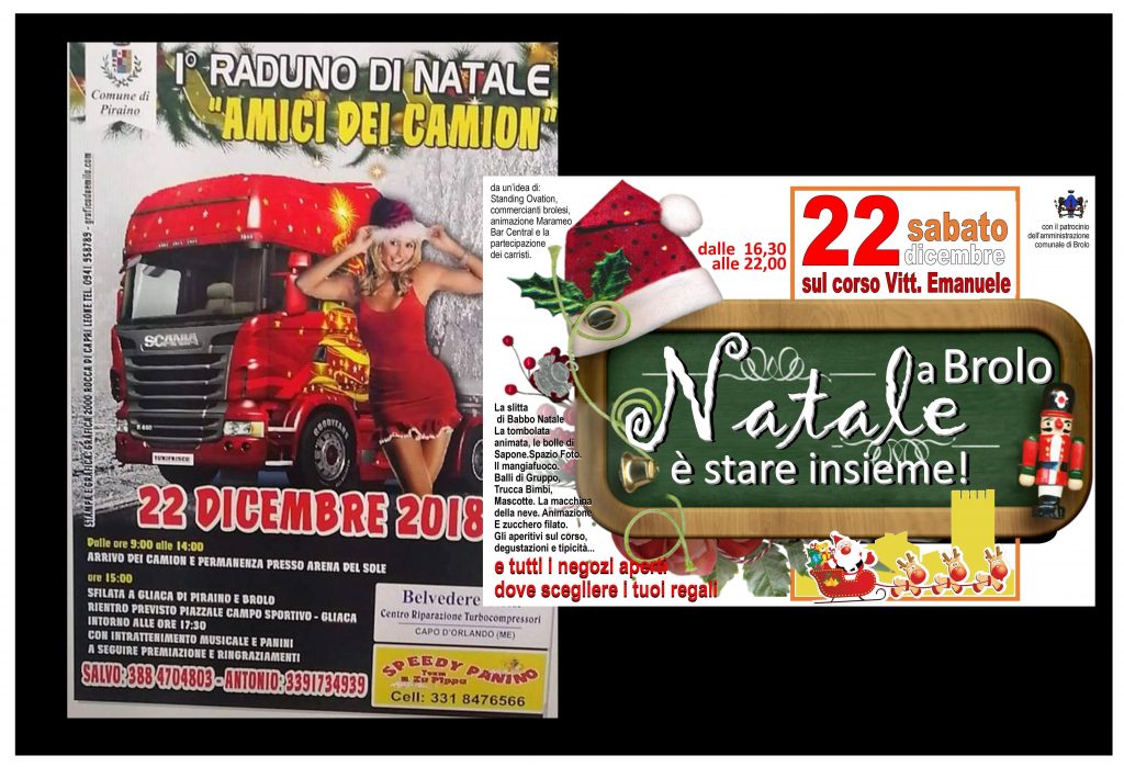 ARIA DI NATALE – Domani tra Brolo e Gliaca, “corso in festa” e il primo Raduno di Natale “Amici dei Camion”