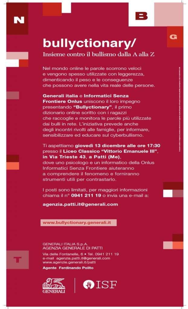 PATTI  – Al liceo classico “Vittorio Emanuele III” si parlerà di cyberbullismo