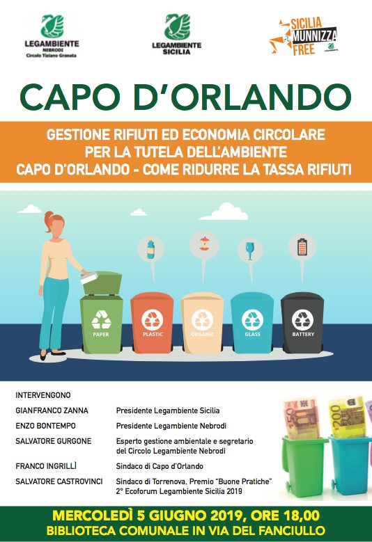 LEGA AMBIENTE – Domani a Capo d’Orlando “la gestione dei rifiuti in Città”