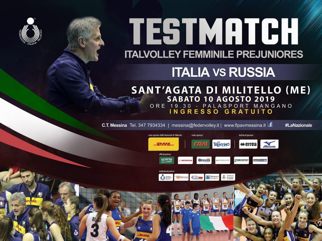 SANT’AGATA MILITELLO – Volley il 10 agosto al Palasport Mangano match Italia vs Russia