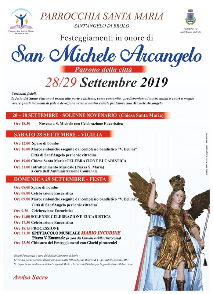 SANT’ANGELO DI BROLO – Al via i festeggiamenti in onore di San Michele Arcangelo