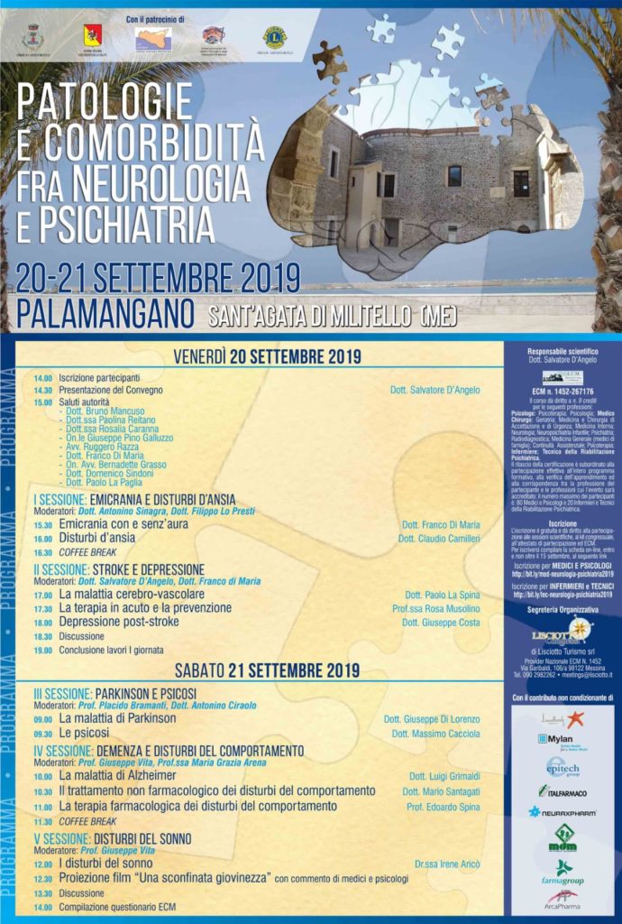 SANT’AGATA MILITELLO – “Patologie e Comorbidità fra Neurologia e Psichiatria” se ne parlerà il 20 settembre al PalaMangano