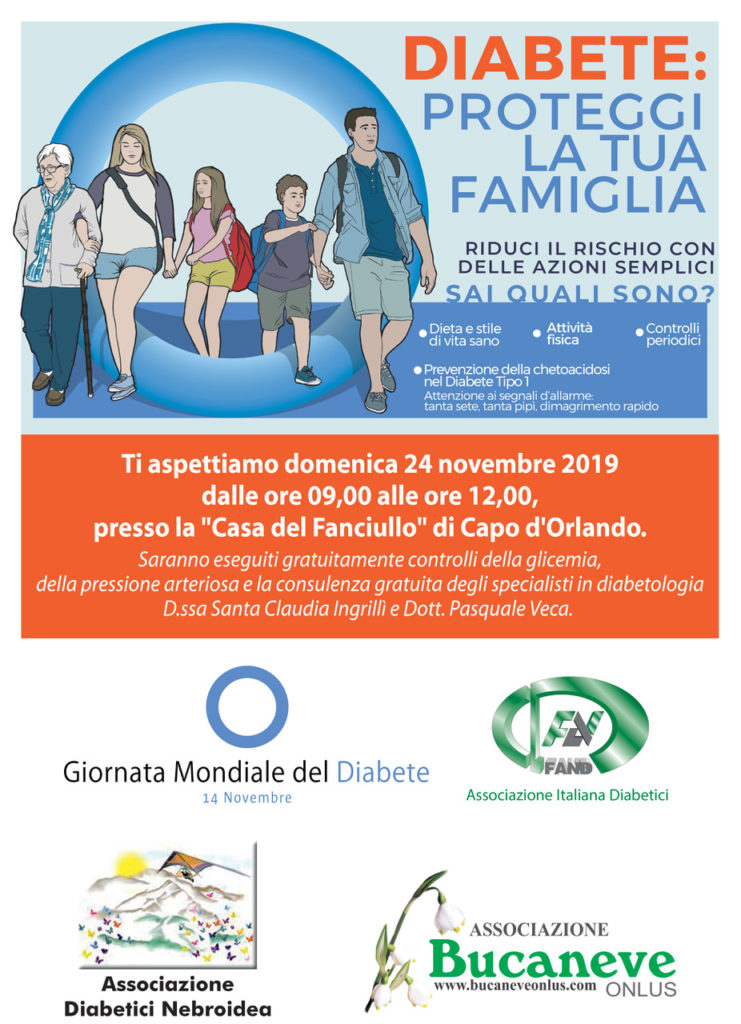 BUCANEVE ONLUS – Domenica a Capo d’Orlando la giornata dedicata alla prevenzione del diabete