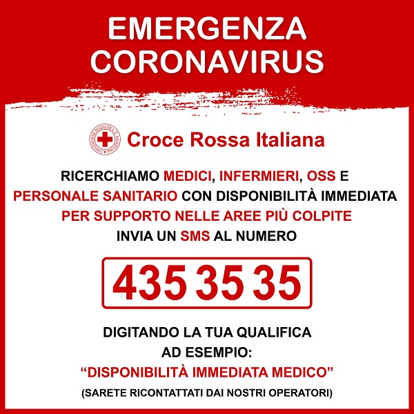 CERCHIAMO MEDICI E INFERMIERI – L’appello della Croce Rossa Italiana