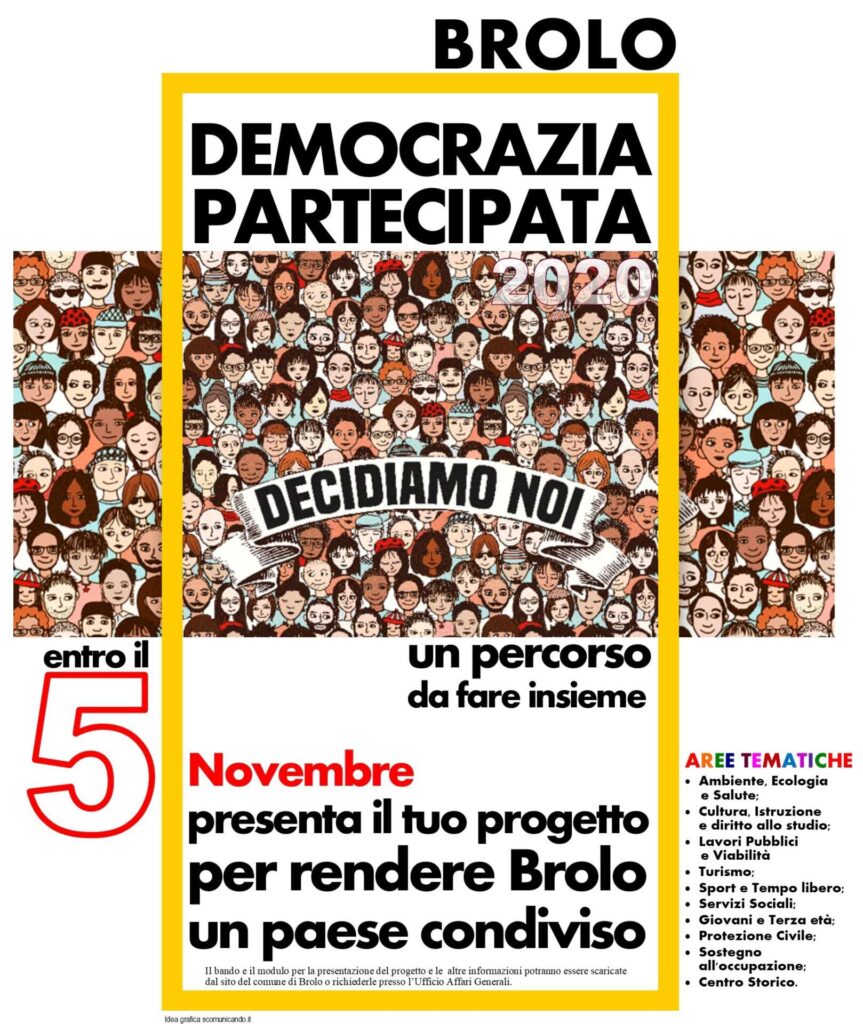 DEMOCRAZIA PARTECIPATA – C’è tempo per idee e progetti per far più “tua” Brolo