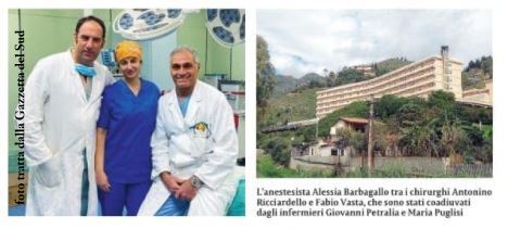 CHIRURGIA – A Taormina viene esportata una massa tumorale di oltre 10kg. In sala operatoria l’equipe diretta dai Dottori Nino Ricciardello e Fabio Vasta