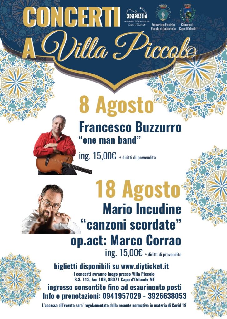 BUZZURRO, INCUDINE E VASTA – Per i concerti a Villa Piccolo del Cross Road Club