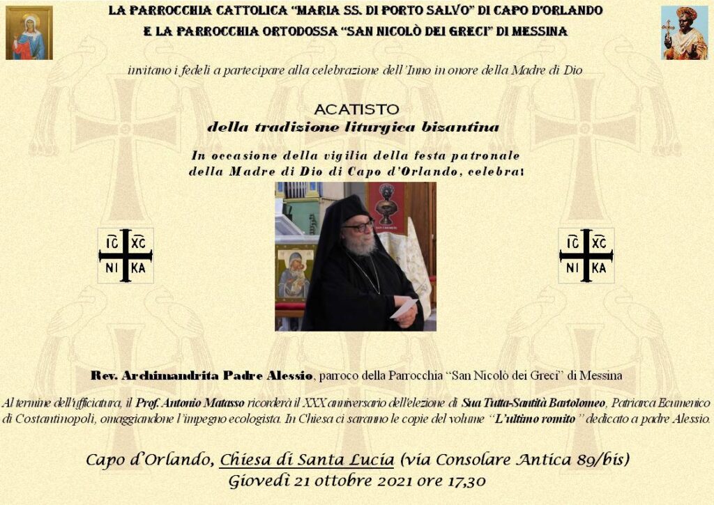 CAPO D’ORLANDO – Rito bizantino e conferenza sul patriarca Bartolomeo di Costantinopoli