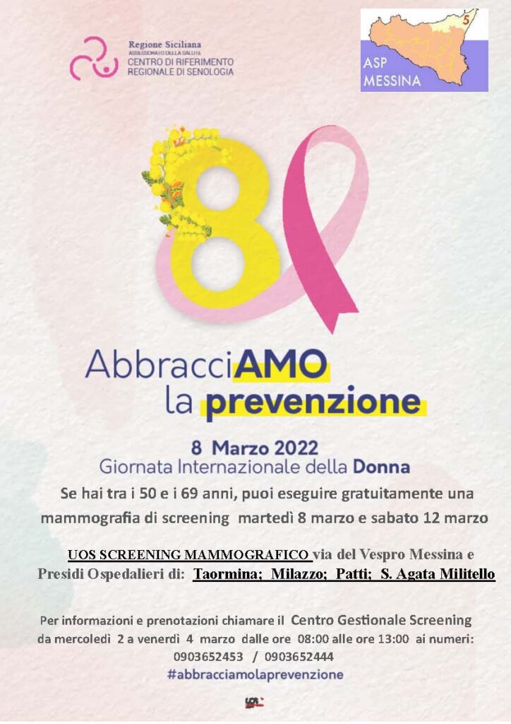 ASP – Al via “AbbracciAMO la prevenzione”: mammografie gratuite per la Giornata della donna