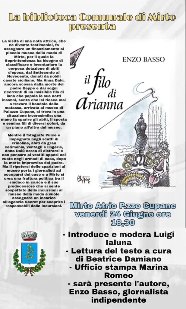 ENZO BASSO – “Il filo di Arianna” a palazzo Cupane di Mirto