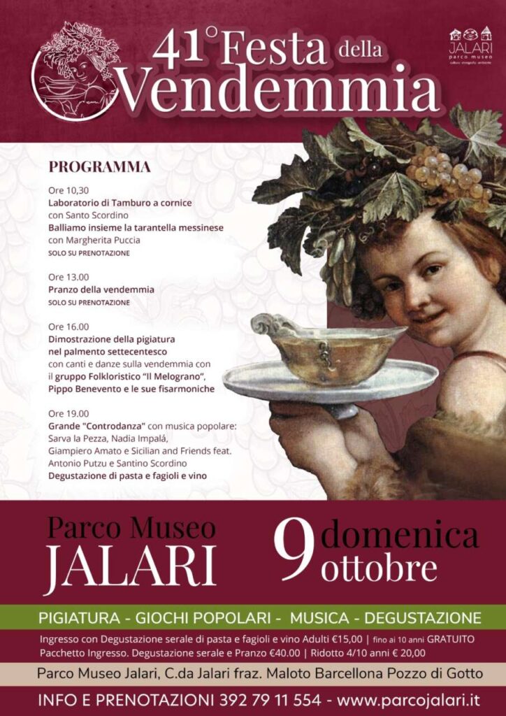 41° FESTA DELLA VENDEMMIA – Domenica 9 ottobre al Parco Museo Jalari