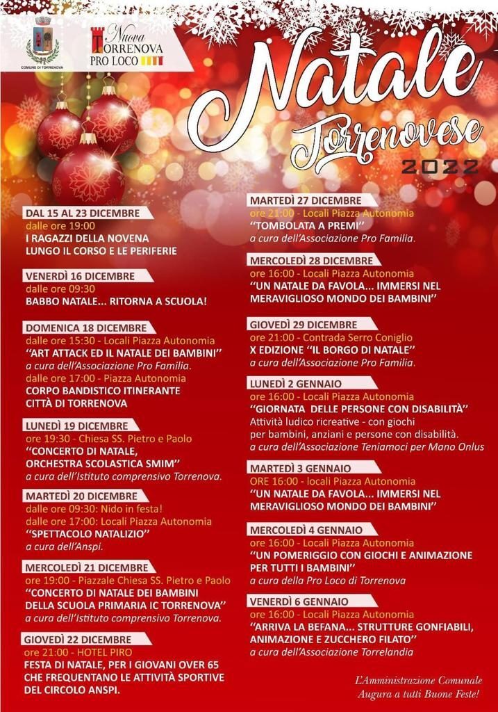 TORRENOVA – La magia del Natale, pubblicato il calendario delle manifestazioni