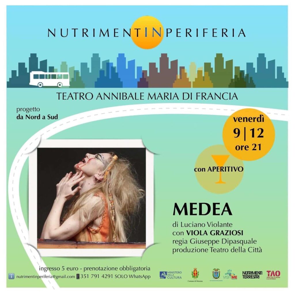 TEATRO – Venerdì 9 dicembre la Medea di Luciano Violante con Viola Graziosi in scena a Messina per NutrimentINPeriferia