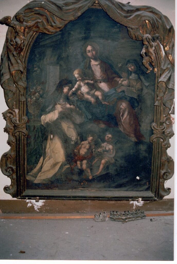 ITALIA NOSTRA NEBRODI – Urgente restaurare il dipinto su tela raffigurante la Madonna col Bambino tra le Sante Rosa da Lima e Caterina da Siena