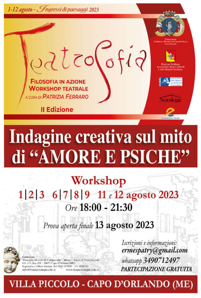 VILLA PICCOLO – Martedì 1 agosto workshop Teatrosofia 2023