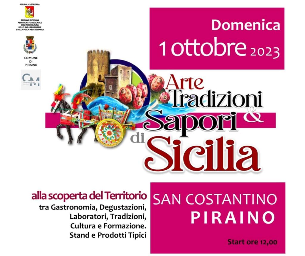 SAN COSTANTINO DI PIRAINO – L’1 ottobre sarà una giornata dedicata alle tradizioni ed ai gusti di Sicilia