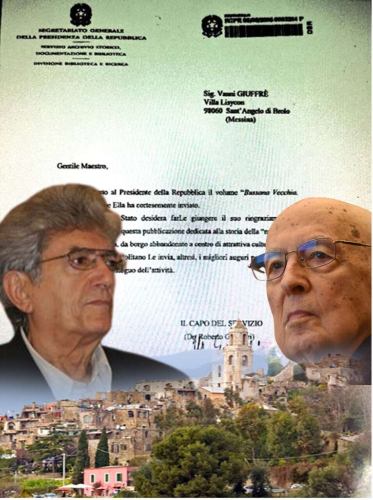 GIANNI & GIORGIO – Quando l’emerito Presidente ricevette il libro dell’artista santangiolese su Bussana Vecchia