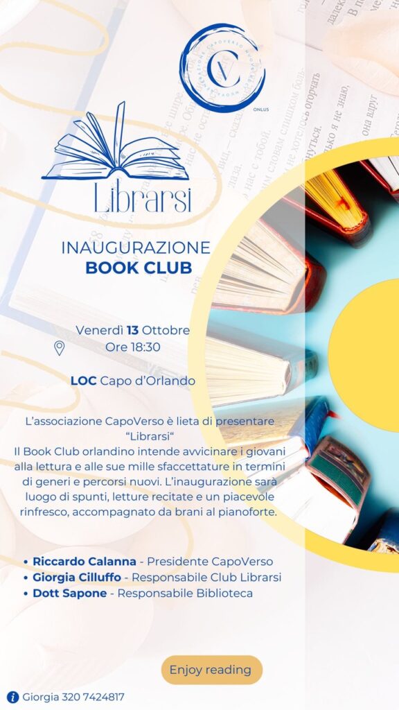 CAPO D’ORLANDO – “Librarsi” domani l’inaugurazione del club del libro