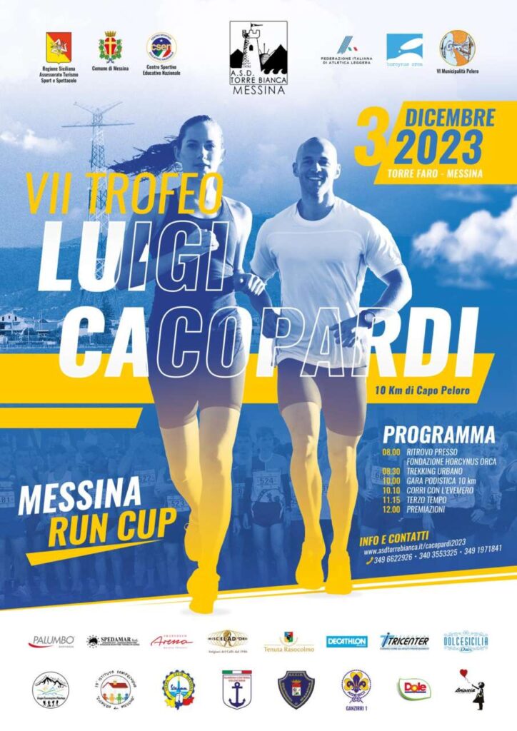 TORRE BIANCA – Domenica 3 dicembre l’atteso appuntamento con la “10 km di Capo Peloro – Trofeo Luigi Cacopardi 2023”
