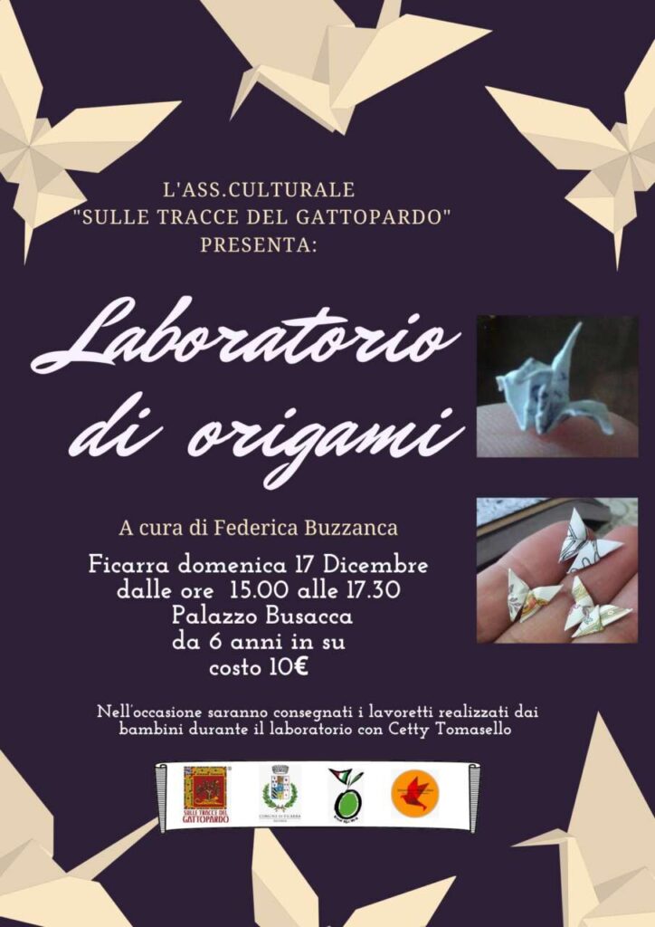 FICARRA – Laboratorio didattico di origami, domenica 17 a palazzo Busacca