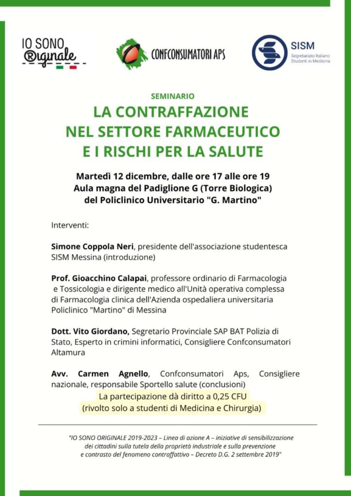 CONFCONSUMATORI – Io Sono Originale. Il seminario sulla contraffazione in ambito farmaceutico